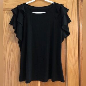 Black Ruffle Sleeve Tee 2XL